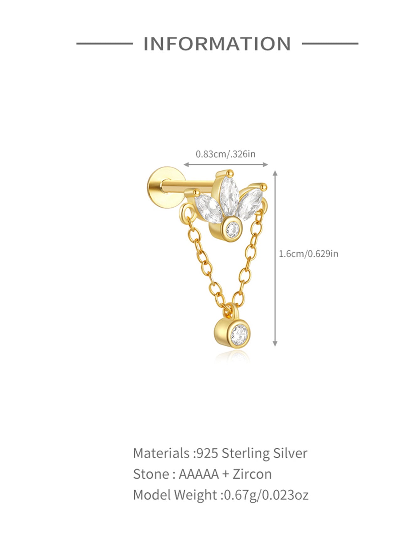 Golden Petal Chain Stud