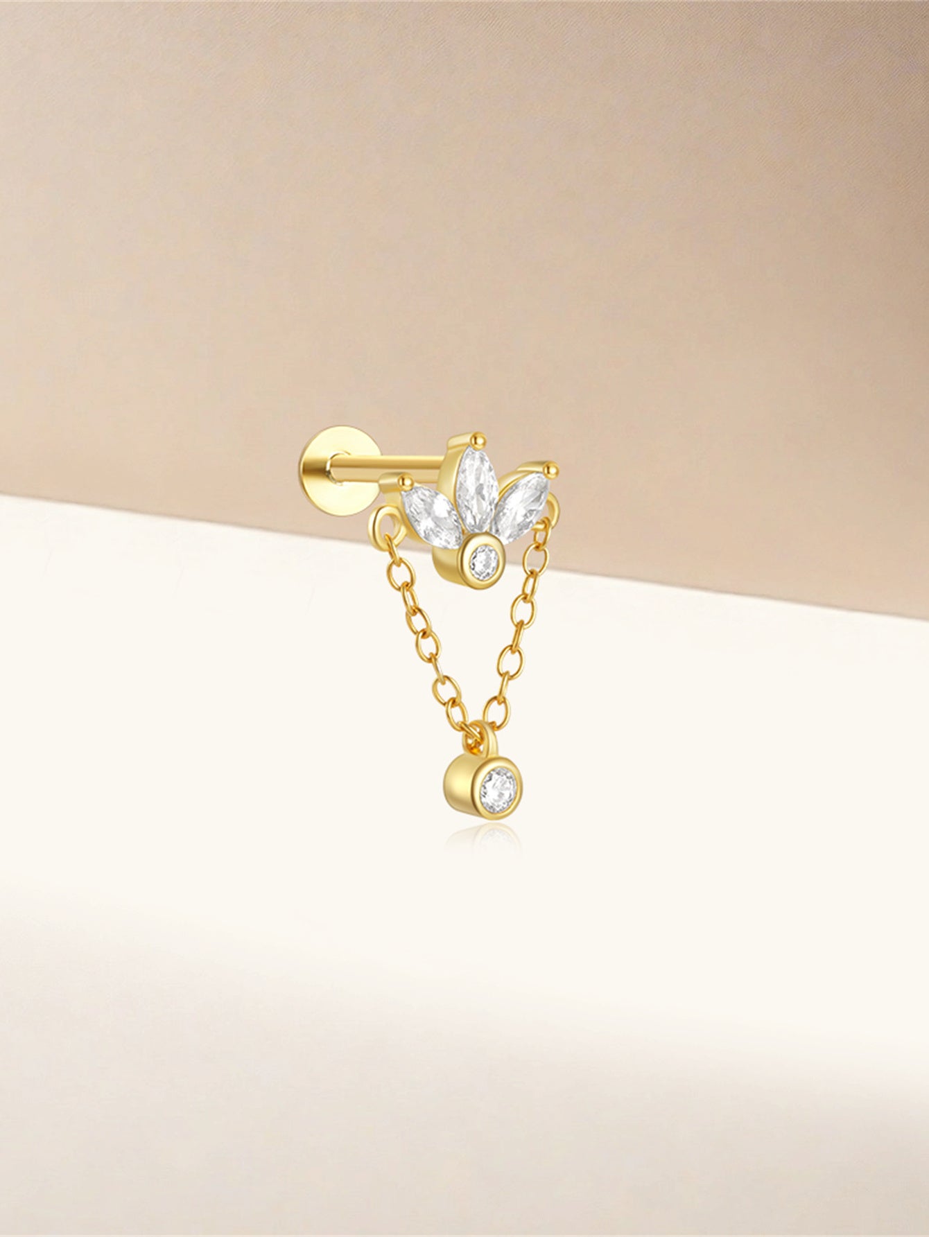Golden Petal Chain Stud