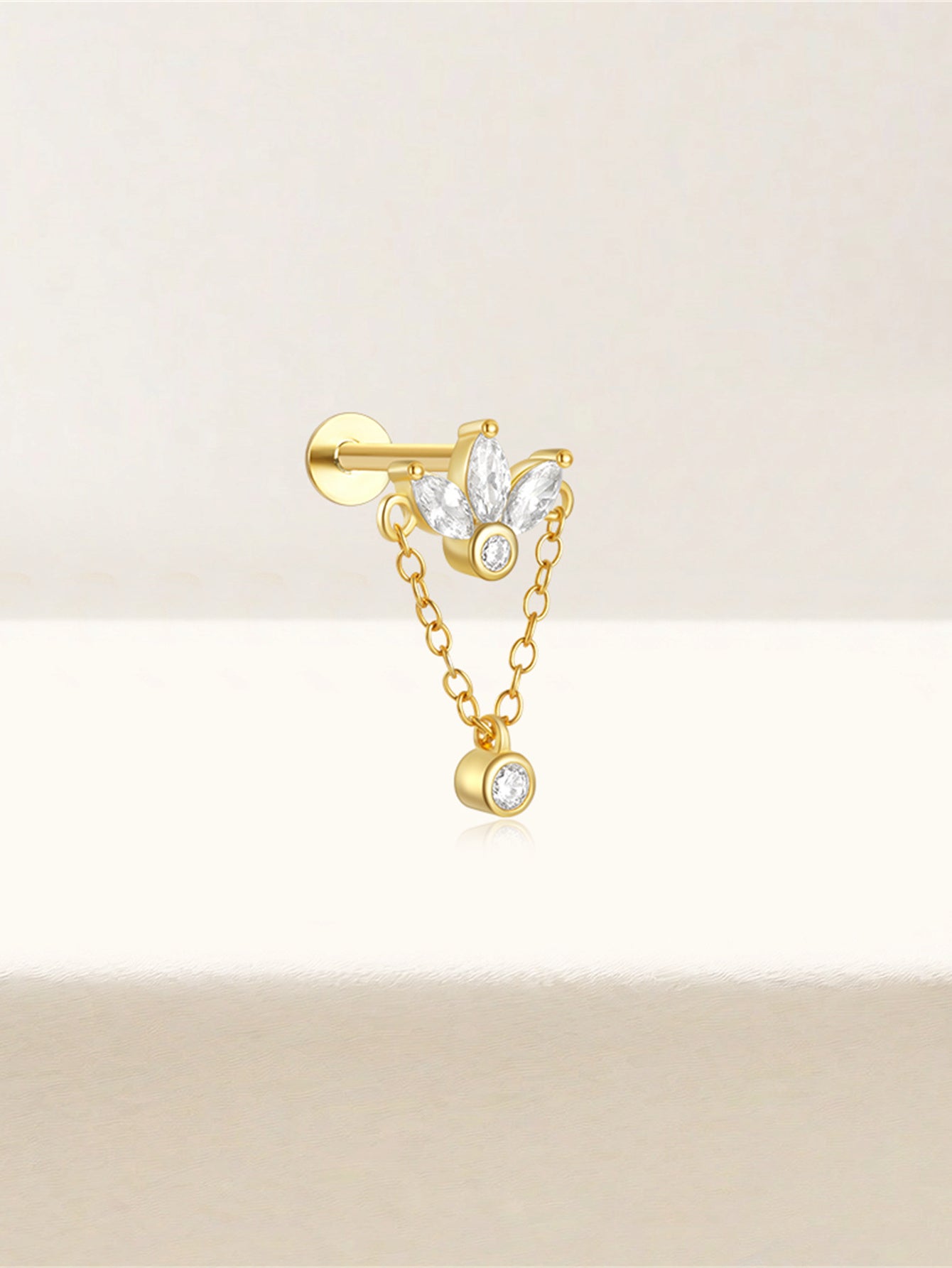 Golden Petal Chain Stud