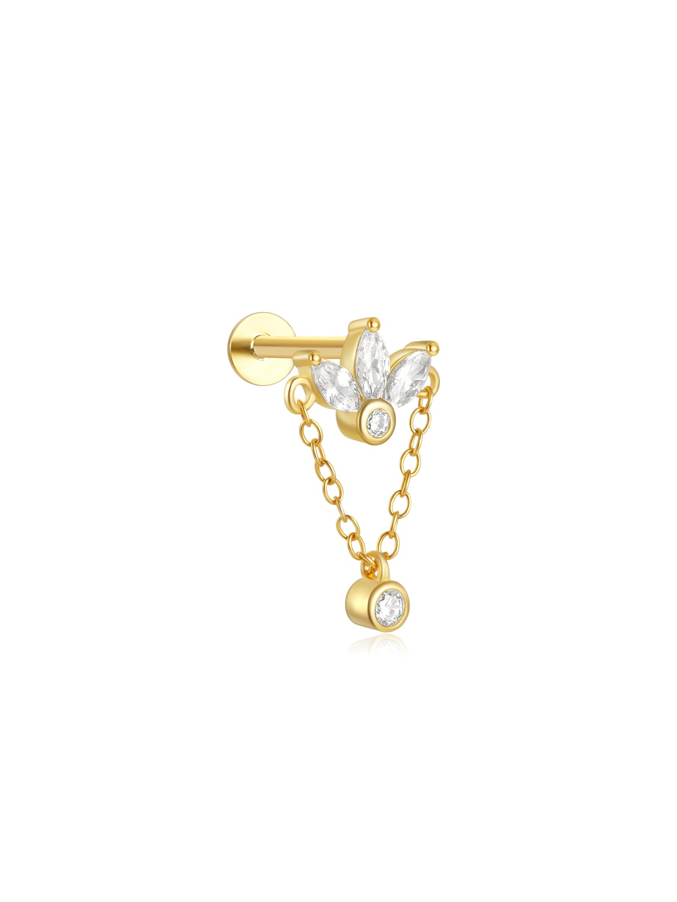 Golden Petal Chain Stud