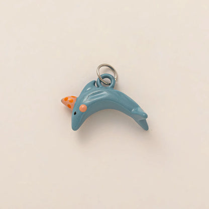 Hand painted enamel flower and kitten charm