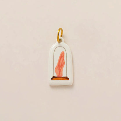 Hand painted enamel flower and kitten charm