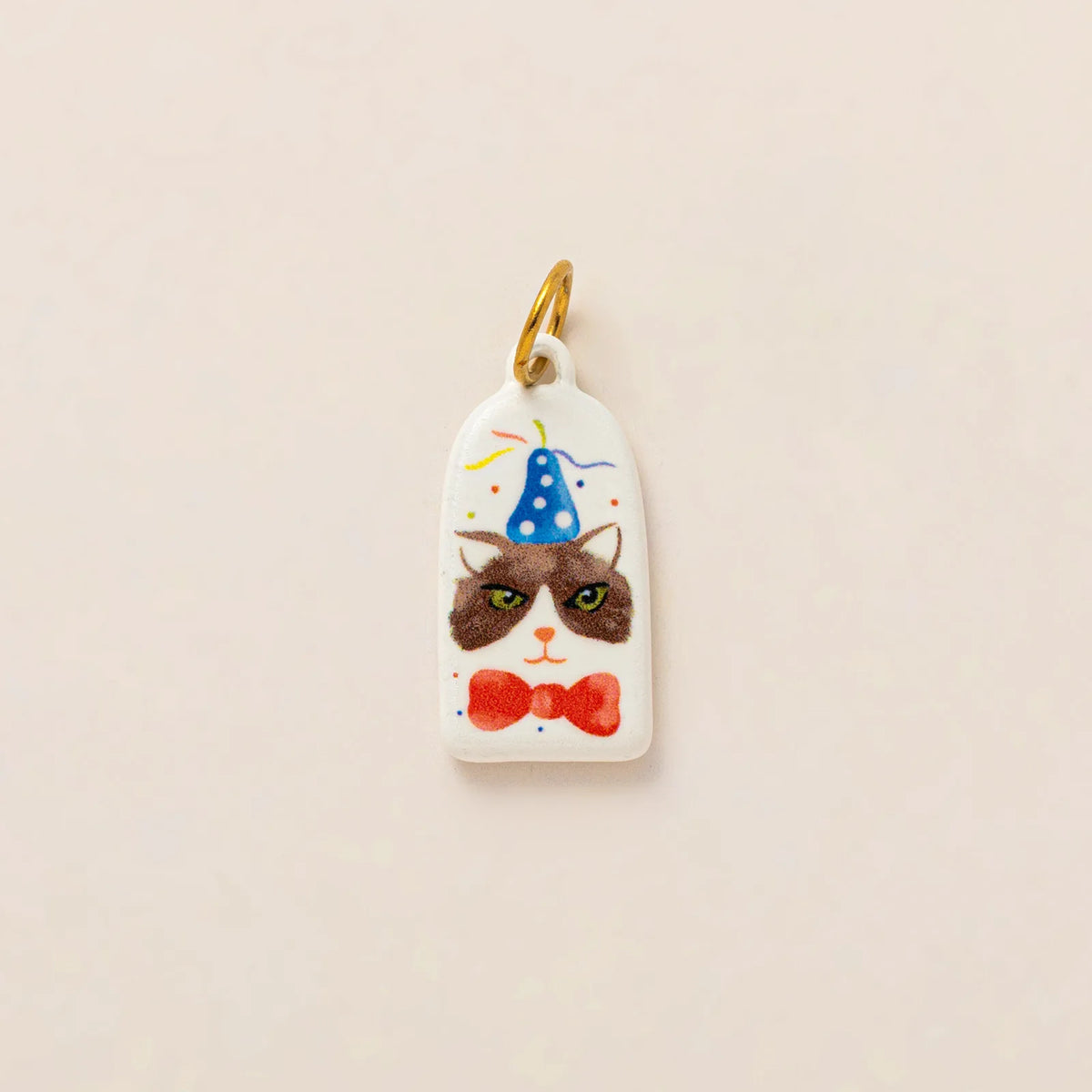 Hand painted enamel flower and kitten charm