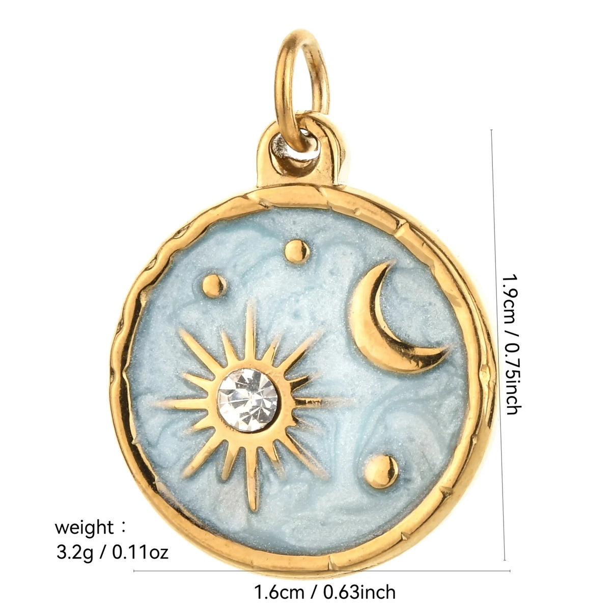 Vintage heart sun and moon charm