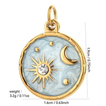 Vintage heart sun and moon charm