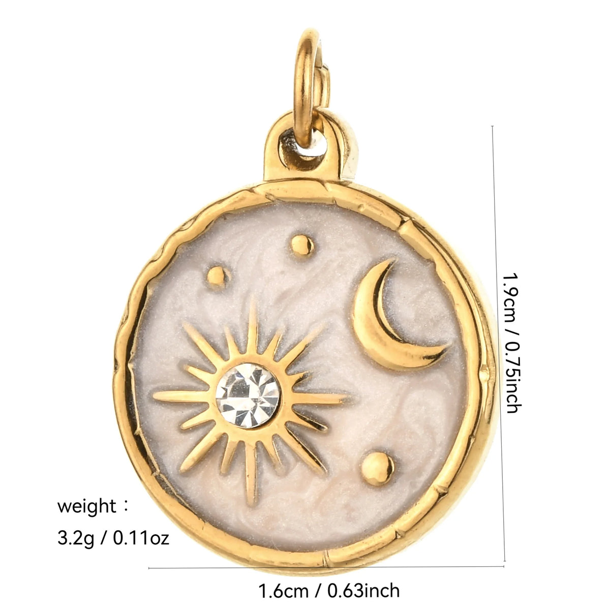 Vintage heart sun and moon charm