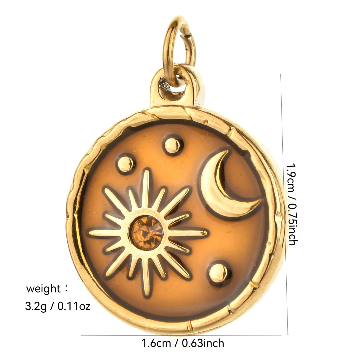 Vintage heart sun and moon charm