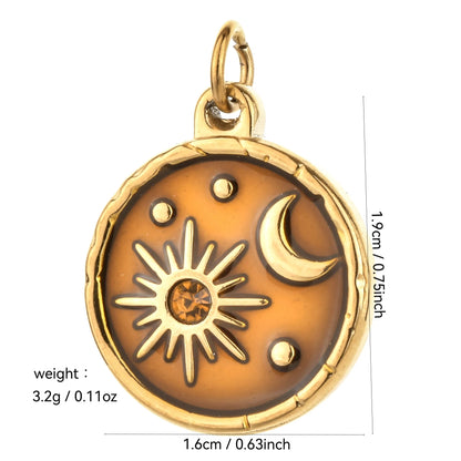 Vintage heart sun and moon charm