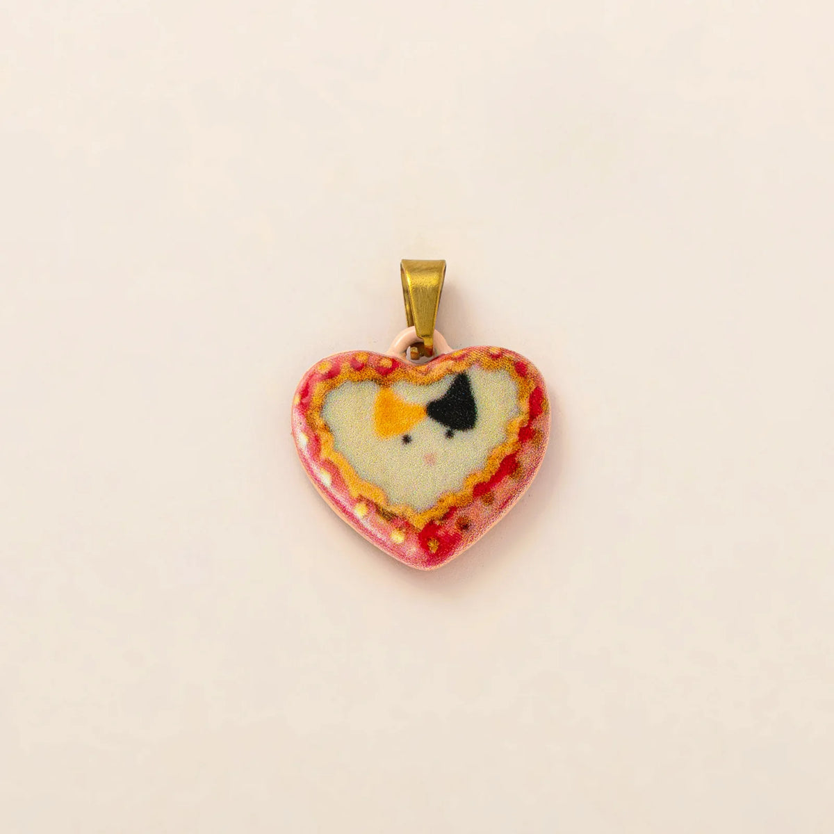 Hand painted enamel flower and kitten charm