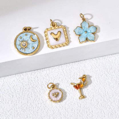 Vintage heart sun and moon charm