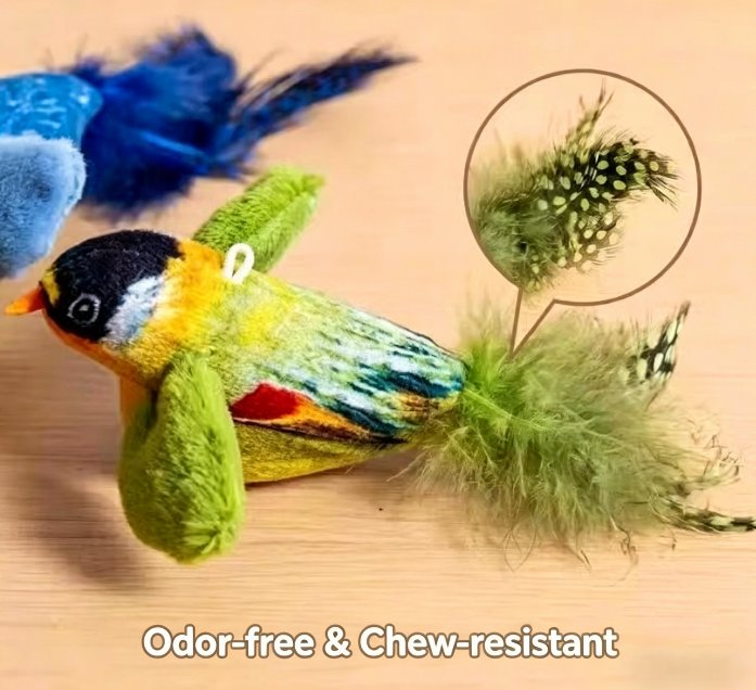 Cat Wand Toy – Realistic Bird Feather Attachments