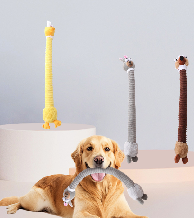 Squeaky Plush Dog Toy – Long Body Animal Characters