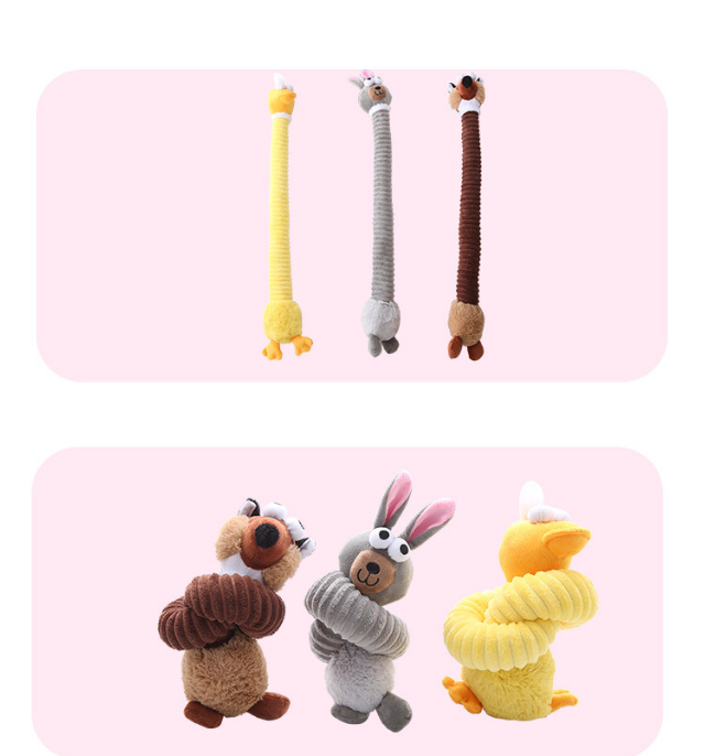 Squeaky Plush Dog Toy – Long Body Animal Characters