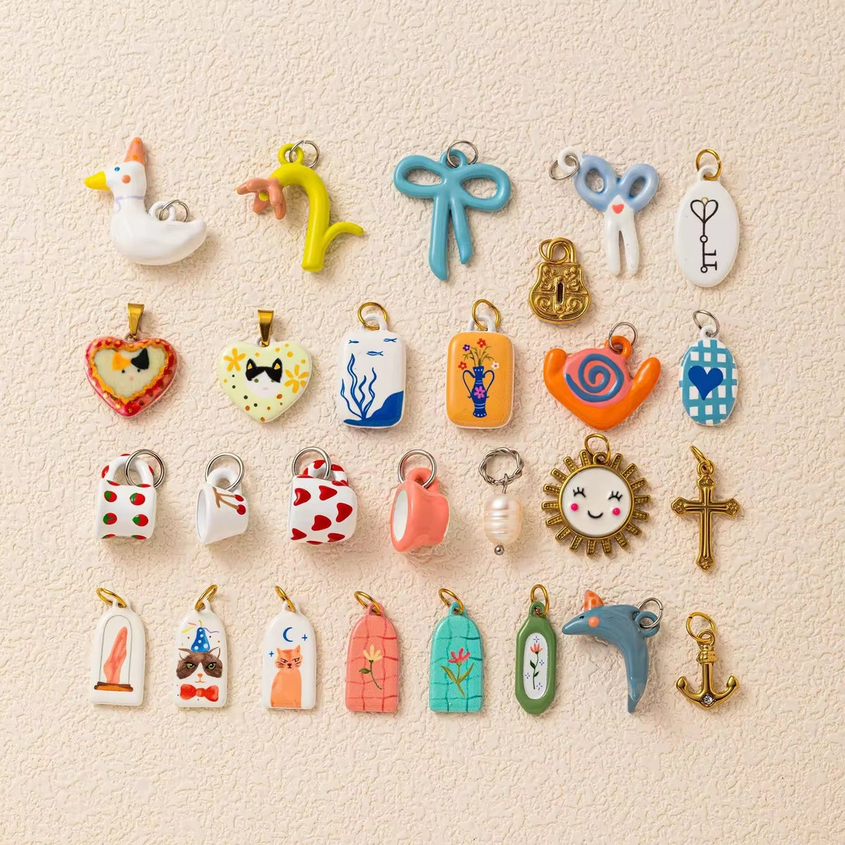Enamel charm collection, 18K gold plated
