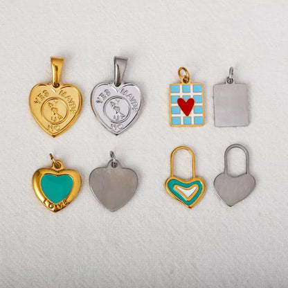 Gold Heart Enamel Charm