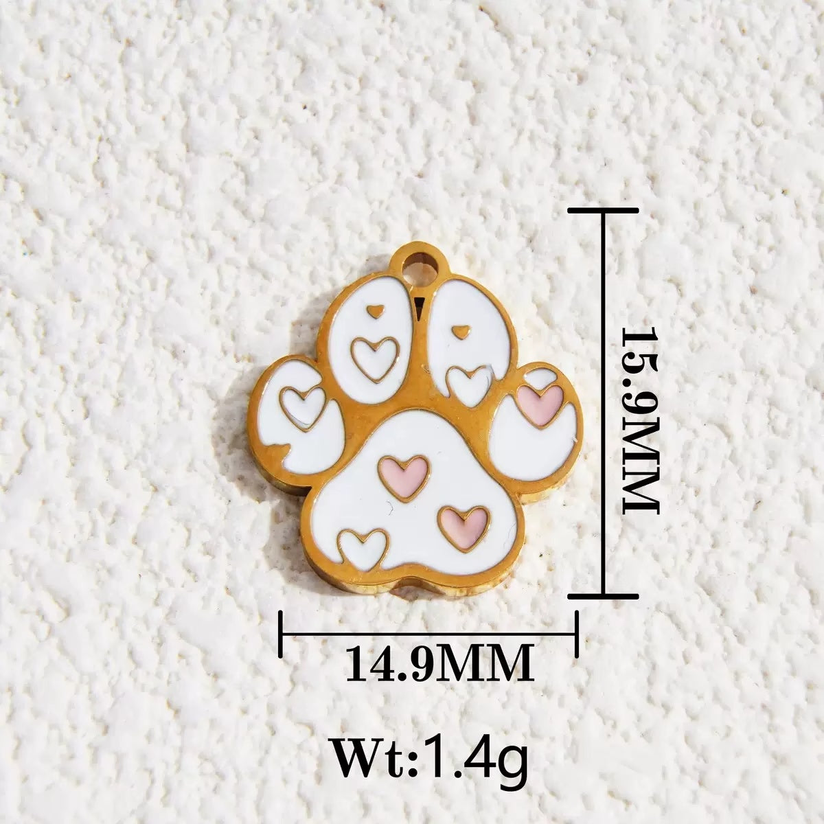 Enamel & Rhinestone Paw Charm