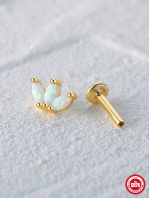 Queen's Gold Crown Opal Jew with 14k gold plated Earring