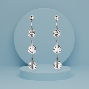 Ethereal Crystal Drop Earrings: Elegant cascading silver earrings adorned with dazzling round-cut crystals.